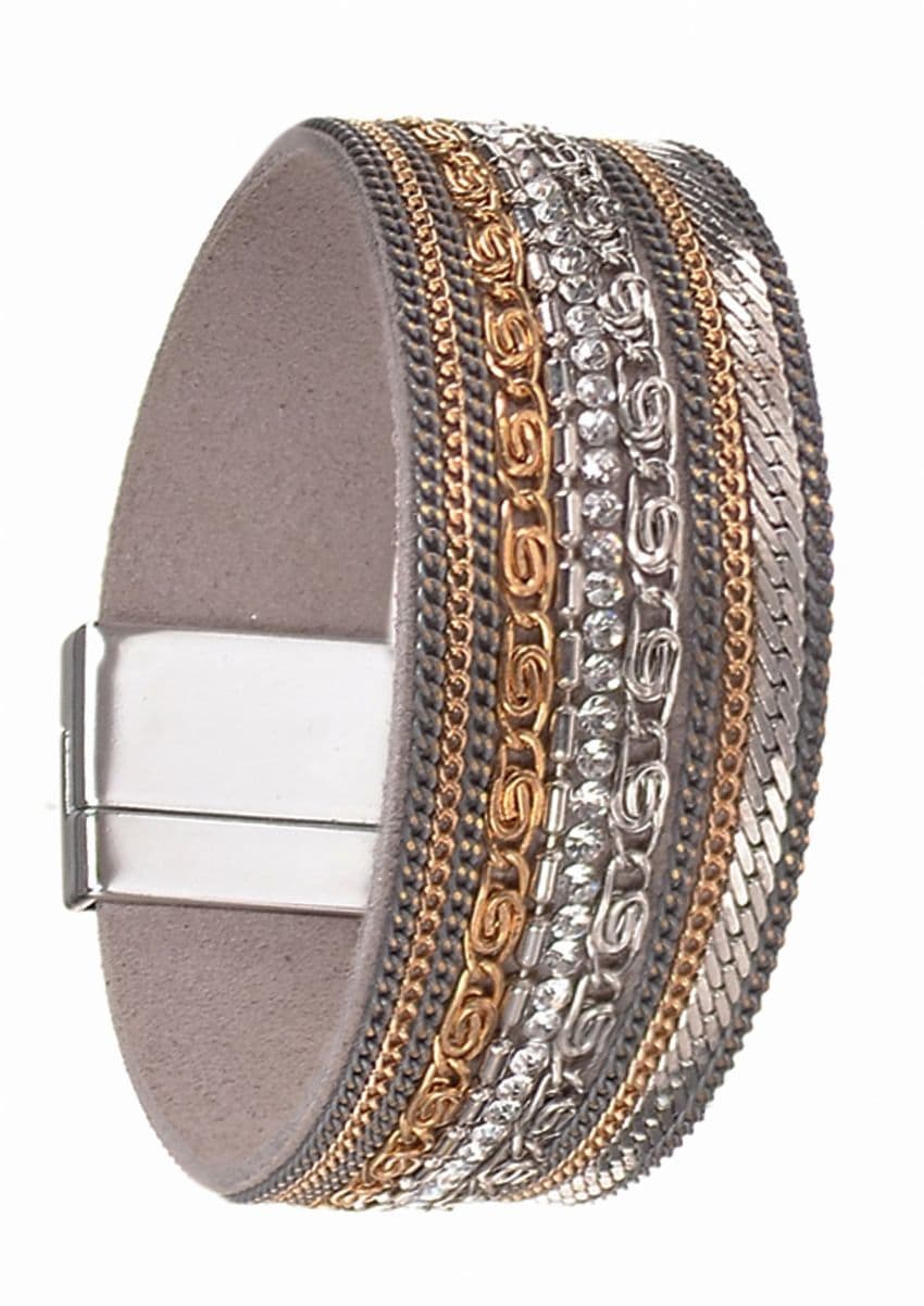 LAYERED MIX METAL CHAIN BRACELET