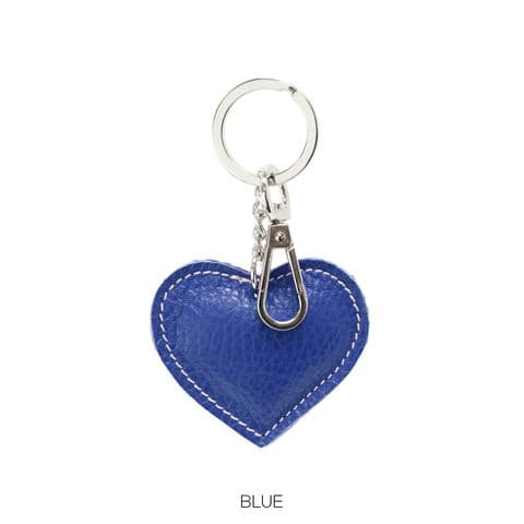 LEATHER HEART KEYRING COBALT