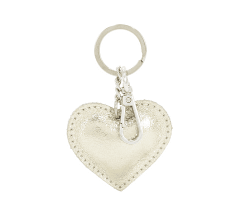 LEATHER HEART KEYRING GOLD
