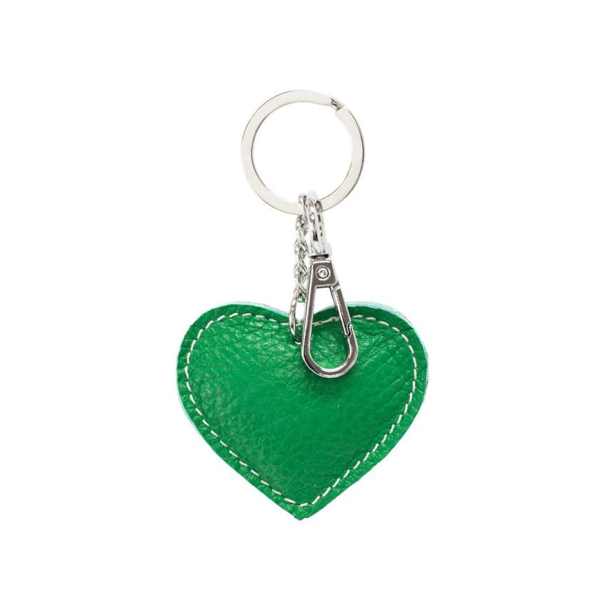 LEATHER HEART KEYRING GREEN