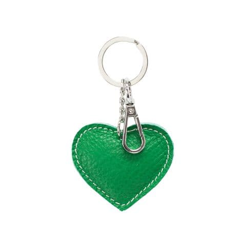 LEATHER HEART KEYRING GREEN