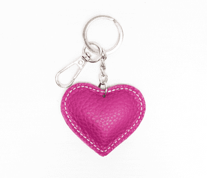 LEATHER HEART KEYRING MAGENTA