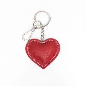 LEATHER HEART KEYRING RED