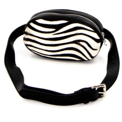 LEATHER ZEBRA PRINT HIDE BUMBAG