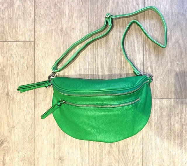LEILA DOUBLE ZIP SLING BAG GREEN