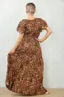LEOPARD BUTTON DETAIL MAXI