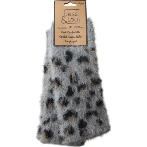 LEOPARD FLUFFY KNIT FINGERLESS GLOVES