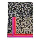 LEOPARD PRINT COLOURFUL BORDER CASHMERE  SCARF