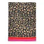 LEOPARD PRINT COLOURFUL BORDER CASHMERE  SCARF