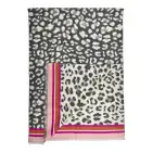LEOPARD PRINT COLOURFUL BORDER CASHMERE  SCARF