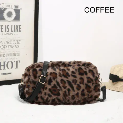 LEOPARD PRINT FAUX FUR CROSSBODY BAG