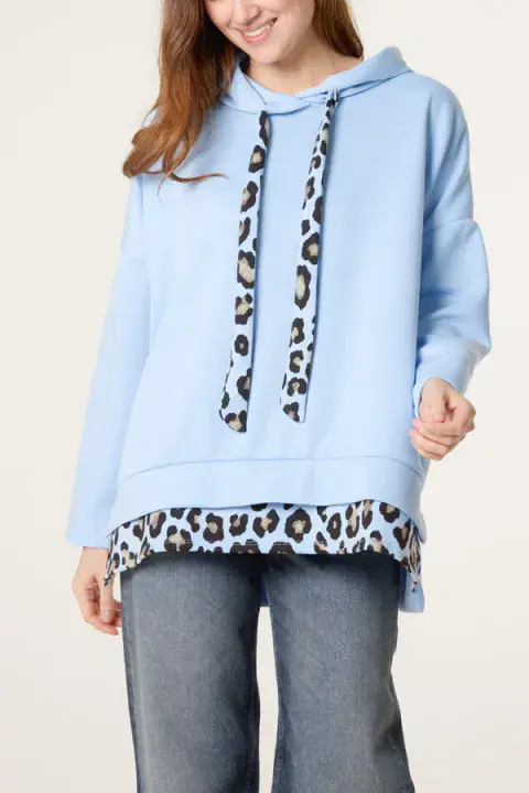 LEOPARD TRIM HOODY