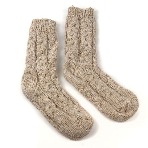 LIGHT BEIGE CHUNKY CABLE KNIT SOCKS