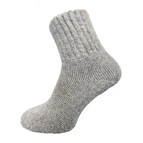 LIGHT GREY WOOL BLEND MENS SOCKS WITH RIBBED CUFF