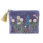 LILAC BLUE VELVET MULTI FLOWER MEADOW PURSE
