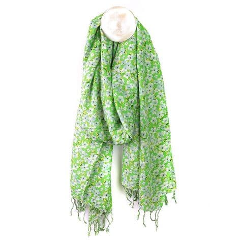 LIME DITSY FLORAL PRINT MODAL SCARF