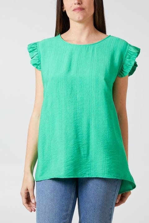 LINEN LOOK BUTTON BACK TOP