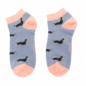 LITTLE SAUSAGE DOG  TRAINER SOCKS BLUE