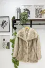LONG FUR COAT STONE