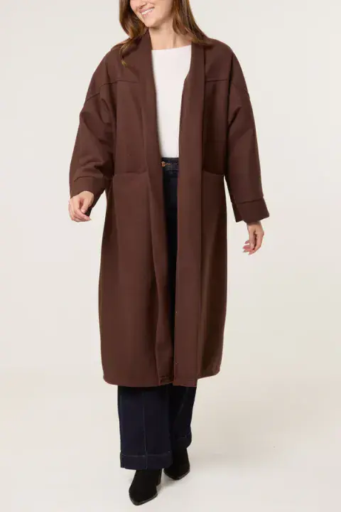 LONGLINE POCKETS LIGHT COAT CHOCOLATE
