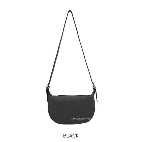 MARIE ROUND LEATHER SHOULDER BAG BLACK
