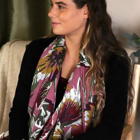 MAUVE EARTHY BOTANICAL PRINT SCARF