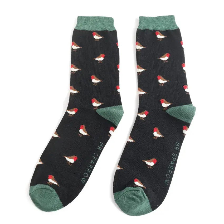 MENS BLACK ROBIN BAMBOO SOCKS