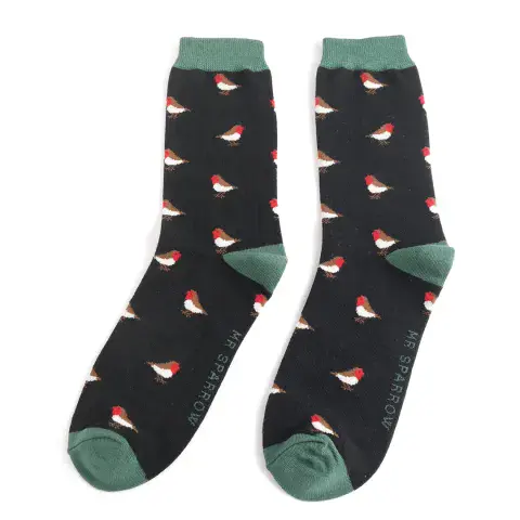 MENS BLACK ROBIN BAMBOO SOCKS