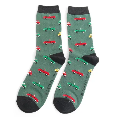 MENS CLASSIC CARS SOCKS GREEN
