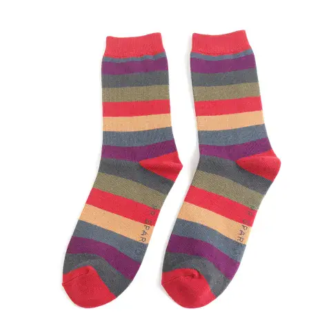 MENS DARK THICK STRIPED BAMBOO SOCKS