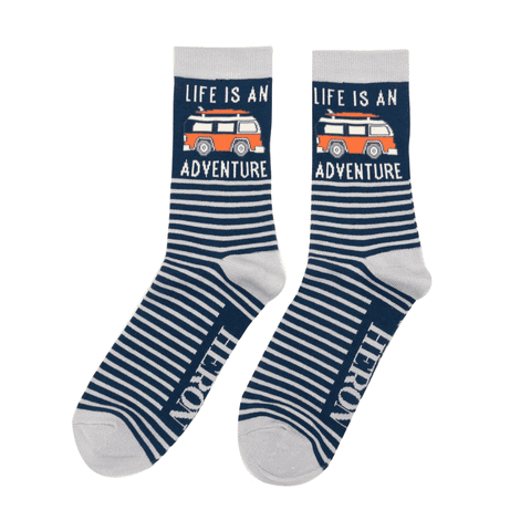 MENS LIFE IS AN ADVENTURE SOCKS NAVY