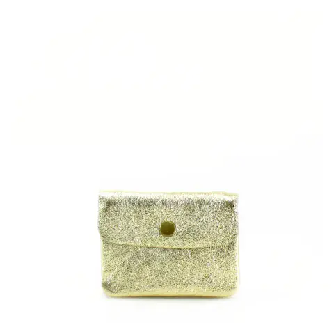 METALLIC ITALIAN LEATHER COIN PURSE IN GOLD