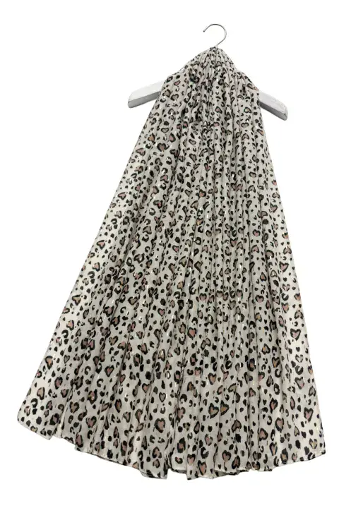 MINI LOVE HEART & LEOPARD FOILED PART SCARF IN BEIGE
