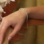 MIXED AQUA BLUE. PEARL & GOLD BEAD BLET