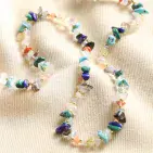MULTICOLOURED SEMI-PRECIOUS STONE CHIP NECKLACE IN GOLD
