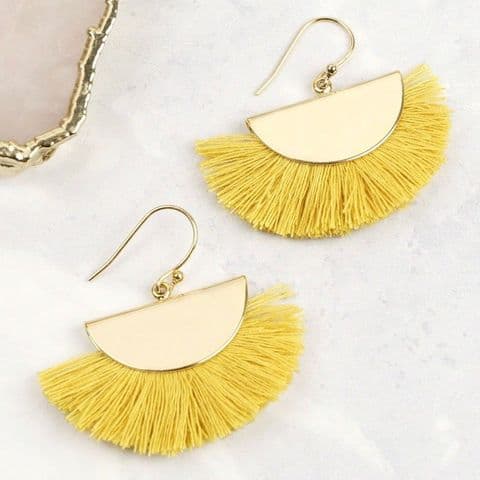 MUSTARD TASSEL EARRINGS