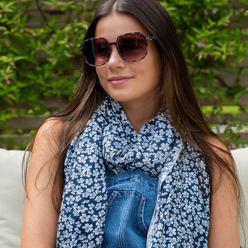 NAVY MIX DITSY FLORAL PRINT MODAL SCARF