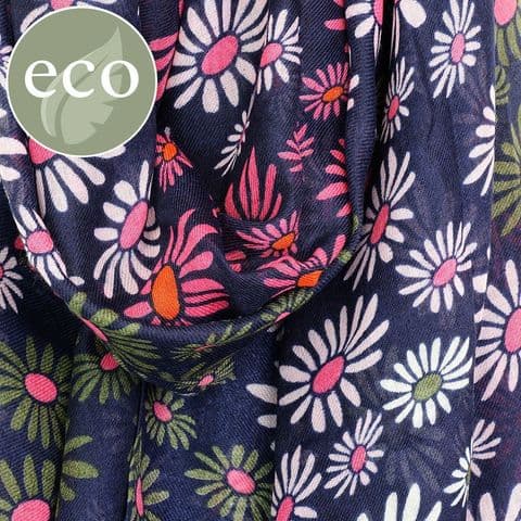 NAVY/PINK MIX DAISIES RECYCLED POLYESTER SCARF