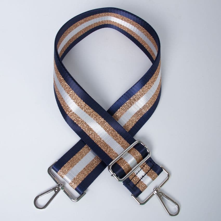 NAVY / ROSE GOLD HANDBAG STRAP SILVER