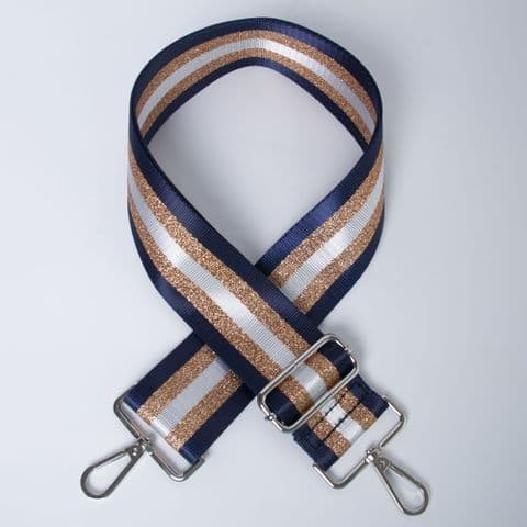 NAVY / ROSE GOLD HANDBAG STRAP SILVER