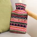 NAVY & RUST MIX FAIRISLE KNITTED MINI HOT WATER BOTTLE