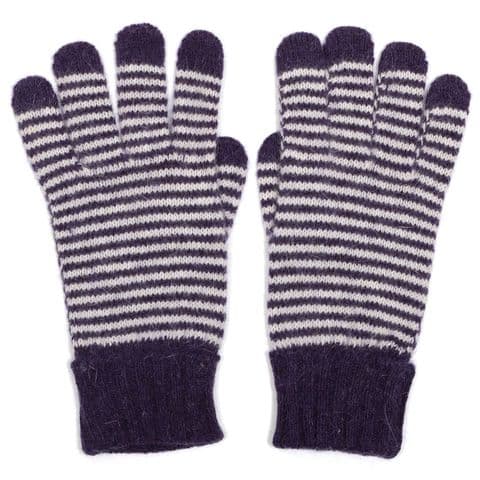 NAVY STRIPE KNIT GLOVES