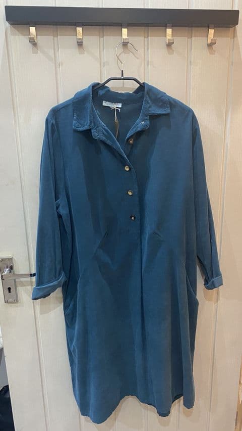 NEEDLE CORD SHIRT TUNIC TEAL