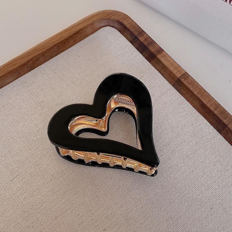 OPEN HEART HAIRCLIP BLACK/GOLD