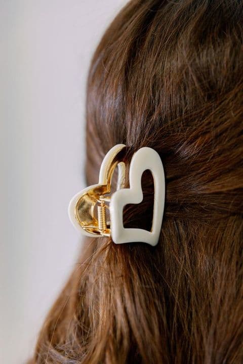 OPEN HEART HAIRCLIP CREAM/ GOLD