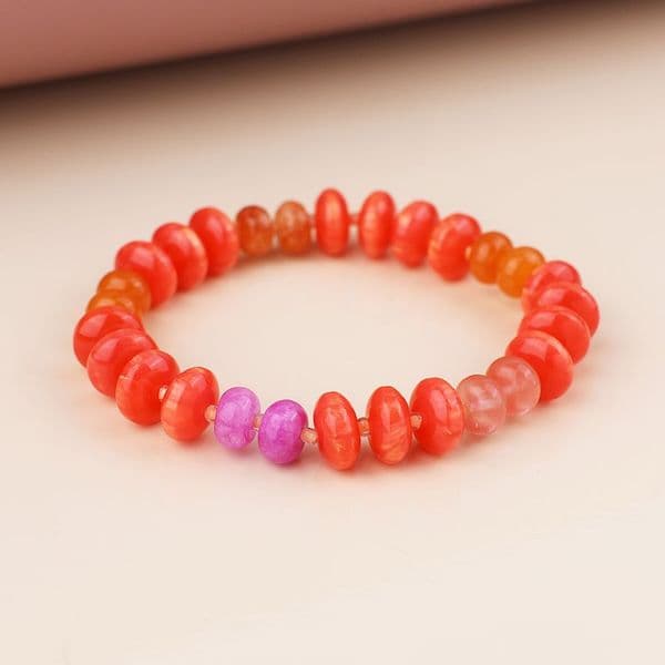 ORANGE STONE MIXED BEAD BRACELET