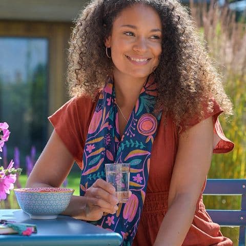 ORGANIC COTTON NAVY & BRIGHT ABSTARCT MEADOW SCARF