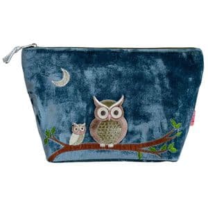 OWL WIDE COSMETIC PURSE IN BLUE