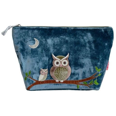OWL WIDE COSMETIC PURSE IN BLUE