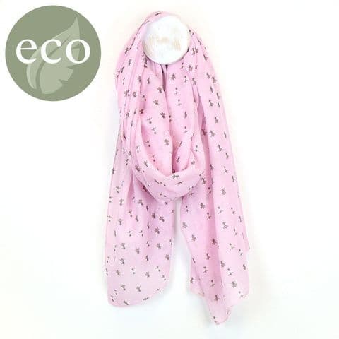 PALE PINK TINY BUMBLEBEE PRINT RECYCLED POLYESTER SCARF